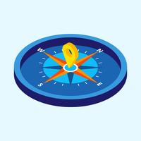 Compass with Isometric Style Vector Illustration