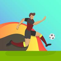 Jugador de fútbol de Bélgica plano con ilustración de Vector de fondo degradado