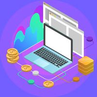 Flat Data Mining Cryptocurrency Process With Gradient Background Vector Illustration
