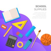 Flat School Supplies With Gradient Background Vector Illustration