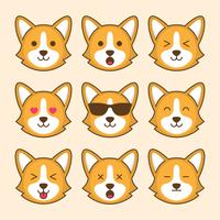 lindo emoticon de perro corgi vector