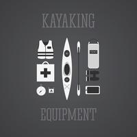 Kayaking Equipment Set.  vector