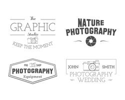 Photographer Badges and Labels in Vintage Style. Simple Line, unique design. Retro theme for photo studio, photographers, equipment store. Signs, logos, insignias. Vector