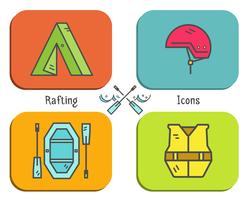 Rafting equipment flat icon, button collection.  Outdoors style, bright color design. Stylish elements for web, mobile applications, banners, flyers, posters, brochures. Vector