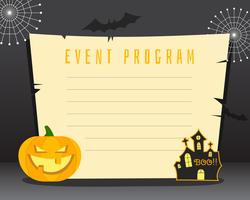 Halloween background with place for text. Happy halloween flyer card, poster. Dark design with pumpkin, horror house, bats web and retro paper. Vector