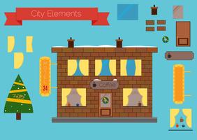 Set of building elements, flat design.  vector