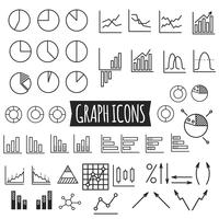 Business charts. Set of thin line graph icons. Outline. Can be use as elements in infographics, as web and mobile icons etc. Easy to recolor and resize.  vector