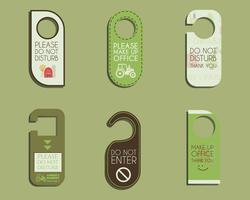 Organic farm, shop and other eco business Door knob or hanger sign set- do not disturb design. With Eco and bio logo template. Vector