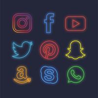 Neon Social Media Icons vector