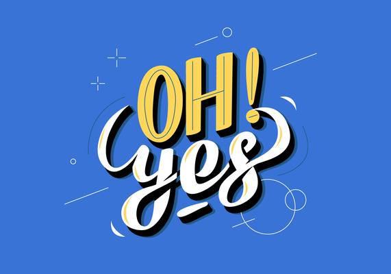 Oh Yes Cool Retro Typography Vector