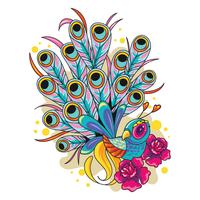 Illustration of Peacock New Skool Tattoo Art Design vector