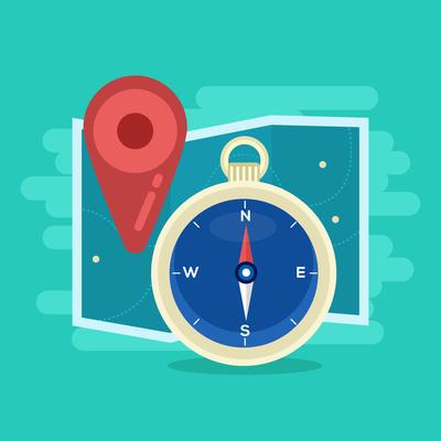 Map and Compass Vector