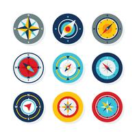 Flat Compass Icon Collection vector