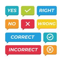 Right and Wrong bubble chat buttons vector