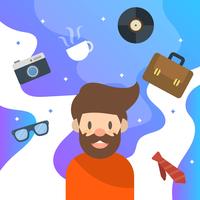 Flat Hipster Character and Elements With Modern Clean Background Vector Illustration