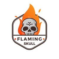 Flat Modern Minimalist Flaming Skull With Gradient Flame Background Vector Illustration