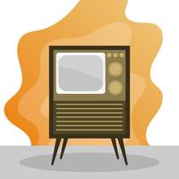 Televisión plana retro con ilustración de Vector de fondo degradado