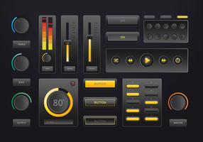 Audio Music Control UI in Realistic Style in Dark Theme. vector