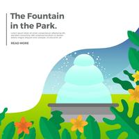 Flat Fountain With Gradient Park Background Vector Illustration