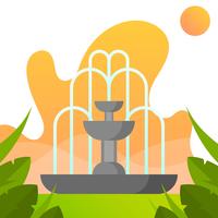 Flat Fountain With Gradient Park Background Vector Illustration