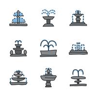 Doodled Fountain Icons vector