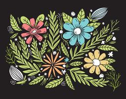 colorful hand drawn flower background vector