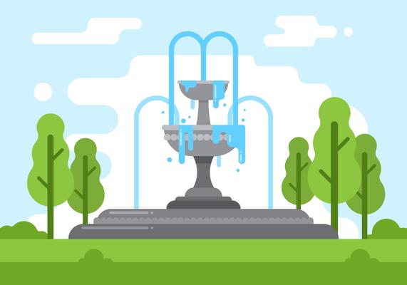 Beautiful Garden with Fountain