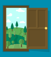 Paisaje de puerta abierta vector