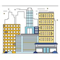 Vector Line Art Cityscape Illustration