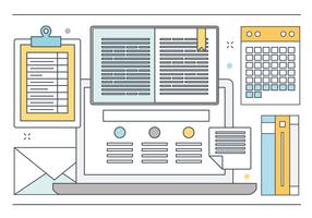 Vector Flat Design Line Art Elements and Accessories