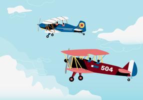 Retro Biplano War Flight Background Vector Illustraion