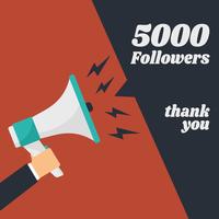 Man holding megaphone with 5000 followers vector