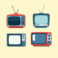 Conjunto de elementos de televisión retro lindo vector