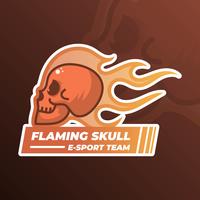 Flat Modern Minimalist Flaming Skull With Gradient Flame Background Vector Illustration