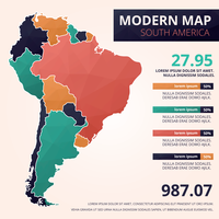 Mapa moderno de América del Sur vector