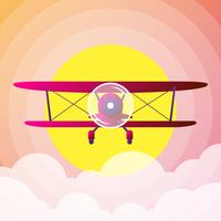 Retro Biplane Plane Vector Illusration