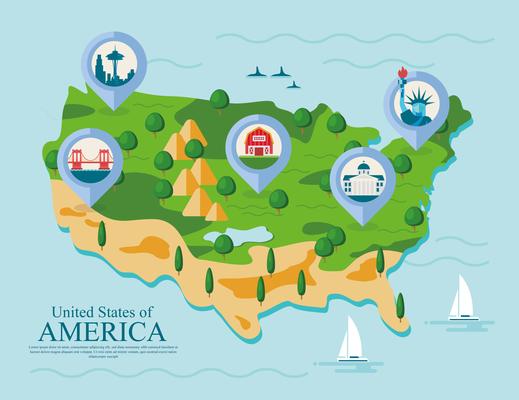 United States Landmark Map Vector