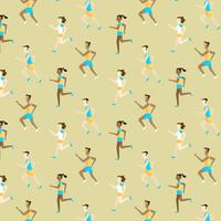 Cute Pattern People Running Over Green Field vector