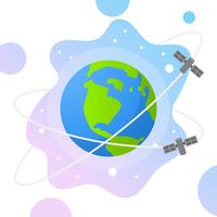 Flat Globe with Gradient space  and satelite Background Vector Illustration