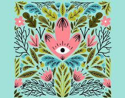 symmetrical eye flower vector