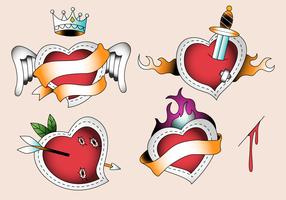 Cool Retro Heart Tattoo Template Vector Illustration