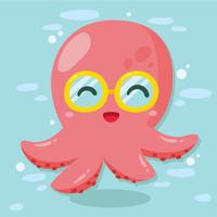 Cute Glasses Octopus Vector