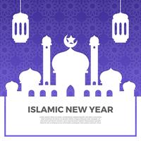 Minimalist islamic New Year Greetings With Gradient Pattern Background Vector Illustration