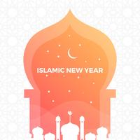 Minimalist islamic New Year Greetings With Gradient Pattern Background Vector Illustration