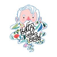 Man Character With Long Beard With Flowers And Lettering Inside vector