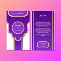 Vector de plantilla de invitación de estilo islámico púrpura