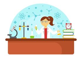 Female Scientist Doing Experiments Vector