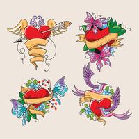 Beautiful Heart Tattoo Collection vector