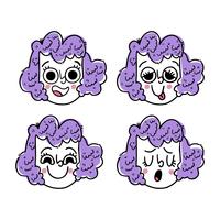 Cute Girl Emoji Face Collection vector
