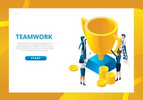 Teamwork Isometric Scene Vector